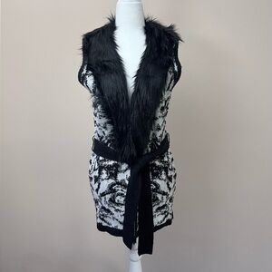 WHBM Sleeveless Faux Fur Cardigan